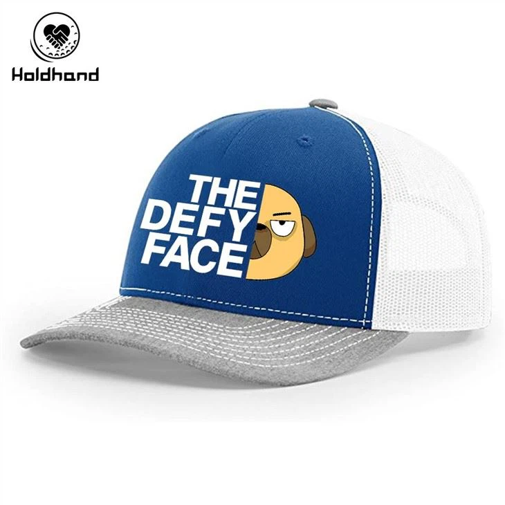 Blue Panel Truck Hat Black Letter Puppy Print Golf Hat