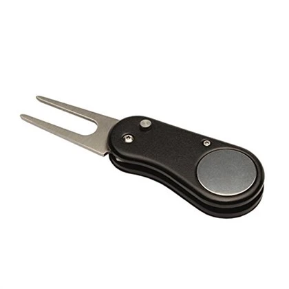 Golf Divot Repair Tool z magnetycznym znacznikiem kulkowym, metalową i składaną konstrukcją